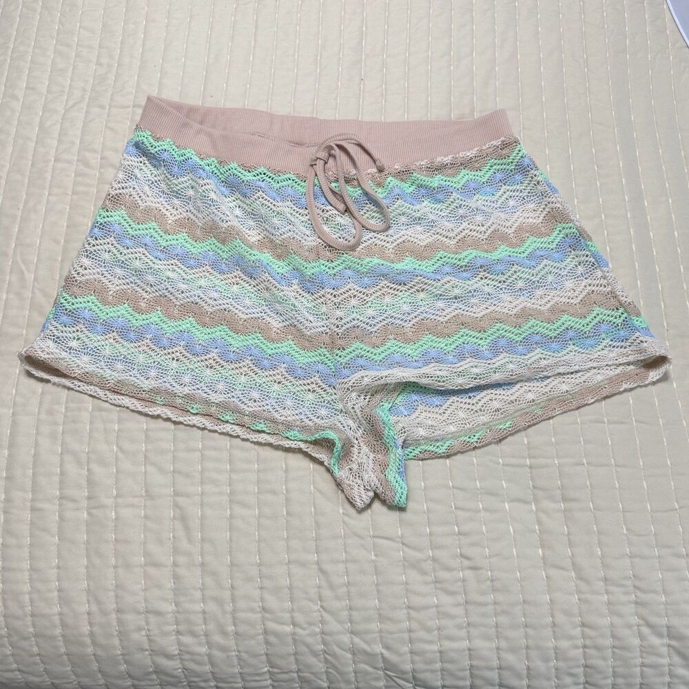 Wild Fable Women’s Crochet Cover Up Shorts | Striped Pattern | Medium